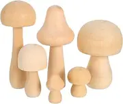 Garneck DIY Boys and Girls Wood Mushroom Decor Kit Unpainted Children's Graffiti Art Toys 6pcs Set