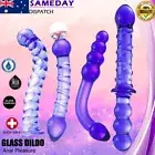 Blue Crystal Glass Anal Plug Thruster Anal Beads Dildo Butt Plug Unisex Sex Toy