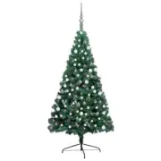 NNEVL Artificial Half Christmas Tree with LEDs&Ball Set Green 120 cm