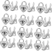 Operitacx 12pcs Heart Padlock Keys Set for Luggage Multi-Functional Travel Locks Mini Heart Padlock Keys Iron Material Safe Security Locks