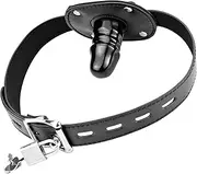 Romi Fantasy Gags Muzzles Fetish Black Silicon Dildo Mouth Gag with Adjustable Leather Straps for Couples