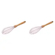 2PK Wiltshire Wooden Handle Silicone Whisk Beater/Whipper Kitchen Utensil Tool