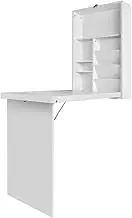 Artiss Computer Desk 156cm Length Adjustable White Office Laptop Desks Shelf Study Student Table, Home Furniture for Room, Foldable Wall Mounted Bookshelf Bookcase Particle Board Melamine Veneer