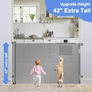42" Tall X 75" Wide Retractable Dog Gate Extra Tall Pet Gate Tall Pet Gates for
