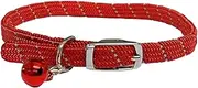 Cat/Kitten Reflective Softweave Collar with Safety Elastic & Bell with Safety Release (Red)