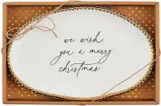Mud Pie Wish Sentiment Plates, 6 1/2" x 10", WHITE