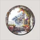 Mediterranean sea Villa Arch View Art Wall Hanging Wall Clock art Time Piece