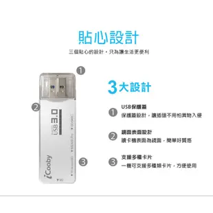 iCooby R202 記憶卡讀卡機 3槽 USB3.0 SD卡 黑色 白色