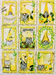 Set of 9 Card Toppers~Summertime Lemonade Gnomes~Greeting Card Making~218N