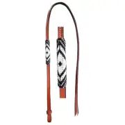 OVER & UNDER WHIP 4' Leather BEADED BLACK & WHITE Overlay 4' Long x 1/2" Wide