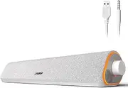 SOULION R50 PC Speakers, Bluetooth & 3.5 mm Computer Speakers USB Powered, Colorful Lights Soundbar with Switch Button, Stereo Surround Soundbar for PC, Desktop, Laptop, White