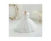 Baby Girl Sequins Tulle Dress Baby Birthday Party Dress Tutu Dresses for Toddler Girls-White