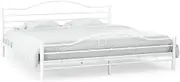 Bed Furniture Bed Frame Without Mattress White Metal 153x203 cm Queen