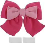 X AUTOHAUX Motorcycle Helmet Accessories Decoration Colorblock Bow for Motorcycle Bicycle Skiing Helmets Rose Pink Fabric Sticker 1 Set