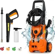 Pressure Washer, Power Washer, Max. 4000PSI 2.4GPM Portable Pressure Washer Car Washer Machine with 24FT Hose,4 Nozzle Adapter &500ML Foam Cannon for Car Driveway Garden Patio Fence