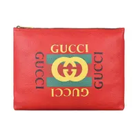 在飛比找momo購物網優惠-【GUCCI 古馳】GUCCI經典綠紅綠印花LOGO荔枝紋牛