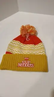 Adult Nissin Cup Of Noodles Pom Knit Hat-Beanie-Cap-Winter-curry Yellow-NWT-OSFM