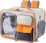 AIMALL Large Capacity Canvas Backpack for Cats and Small Dogs with Double-Layer Design and Ventilation Window
