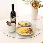 [Living Today] Tempered Glass Lazy Susan 50CM, Turntable Round Tabletop Rotating Tray for Dining Table Centerpiece with Swivel Assist System, Rotating Tray Serving Plate for Dining Table (50CM Diameter)