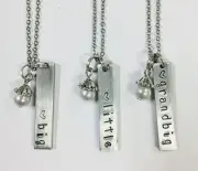 Sorority Big Little Grandbig set of 3 handstamped 18 in necklaces FREE SHIPPING