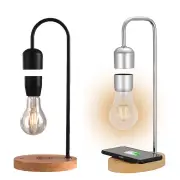 Levitating LED Light Art Piece Wireless Charging 6 Inch 2-5W Energy Efficient Black/Silver Night Light for Bedside & Stu