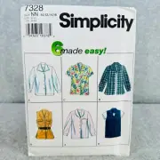 Simplicity 7328 Button Front Shirts with Collar Tops Misses Size 10 16 Pattern