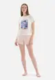 White Tshirt & Shorts, View Printed, Crew Neck, Regular, Short Leg, Short Sleeve Sleepwear for Women