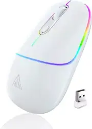 Silent 2.4GHz Wireless Mouse White Rechargeable with RGB