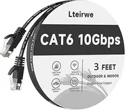 CAt6 High Speed Flat Ethernet Cable 250MHz Bandwidth Transmission Speed 1Gbps, Faster Than Cat 5e/Cat 5 Ethernet Cable. Widely Used in Computers, laptops and Other Devices Black-3FT-2PCS