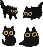 [tenghong2021] 3-4Pcs Funny Plants Cat Enamel Pins Set Cute Cartoon Animal Black Cat Pins for Women Girls English Letter Brooch Badge for Clothing Bag Jackets Halloween Back to School Graduation Gifts
