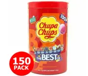 CHUPA CHUPS 150 Best Lollipops Assorted Flavour Bulk Lollies Jar April 25 Expire