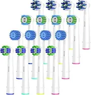 16pcs Replacement Brush Heads Compatible with Oral B Electric Toothbrushes. Pack of 4 Precision Clean,4 Cross Clean,4 3D Whitening Clean and 4 Sensitive Clean.