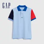 GAP 男童裝 LOGO純棉短袖POLO衫-藍色拼色(585695)