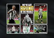 RJR PRINTS Bruno Guimaraes - ' We've Got Bruno In The Middle ' Newcastle Signed A4 Montage Autograph Photo Print WIth Pre Printed Signature Which Would Make A Superb Gift For Any Fan.