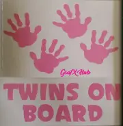 TWINS ON BOARD, GIRLS and/or BOYS COMBO with HANDS Cut Vinyl Decal Sticker SML