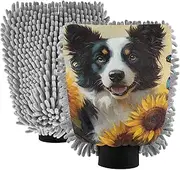 XYMZR Absorbent Microfiber Car Wash Mitt Australian Cattle Dog Cute, Funny Cute Anime Scratch Free for Cars Cleaning, Home Cleaning Mitts, 2 Pack, 10.24” L x 7.09” W