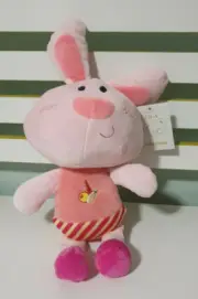 LILA BUNNY RABBIT TEDDYTIME STUFFED ANIMAL PINK RABBIT WITH BOWLING ON FRONT!