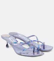 [Jimmy Choo] Jimmy Choo Etana 50 metallic leather mules AU 5 purple