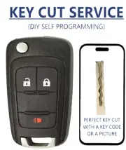 KEY CUT + Flip Key For Chevrolet 2010 - 2017 OHT01060512 DIY PROGRAMMING