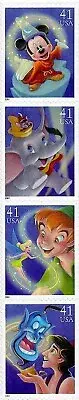 4 DISNEY MAGIC STAMPS: Fantasia Sorcerer's Apprentice, Peter Pan, Dumbo, Aladdin