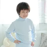 在飛比找PChome24h購物優惠-兒童高領水藍色長袖 90~150cm