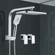 ACA 12" Rain Shower Head Set With Taps Head Handheld Gooseneck Arm Set Rectangle Chrome WELS High Pressure