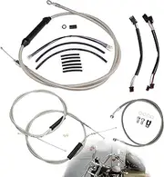 14" Ape Hanger Sportster Cables Kit Handlebar Extended CAN-Bus/Turn Signal Wires/Clutch/Throttle Cables/Brake Line for 2014-2021 Harley Non-ABS Iron XL XLH 883 1200 50 Models(Chrome)