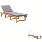 Folding Sun Lounger with Cushion Outdoor Day Bed Solid Wood Acacia vidaXL