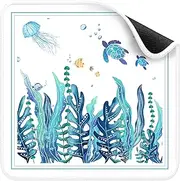 Deyimmei Mahjong Mat for Table - Non-Slip Mahjong Table Cover with Storage Pockets, Perfect Mahjong Accessories & Gifts for Women, Men, and Mahjong Enthusiasts (Underwater Serenade)
