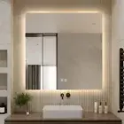 Square Frameless LED Mirror 80 x 80 Backlit Straight Corner