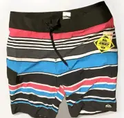 Quicksilver Mens Size 31 Pink Blue White Board Shorts Swim Trunks 4 Way Stretch