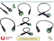Audio AV Cable 3.5,6.5mm RCA Male / Female to Terminal plug 30cm