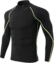 [Abigprofit] Thermal Underwear for Men High Collar Thermo Shirt Quick Dry Compressed Underwear Green Sew XL