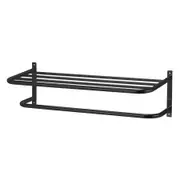 Maine & Crawford 62cm Wall Mounted Towel Holder Storage Bath Rack Matte Black